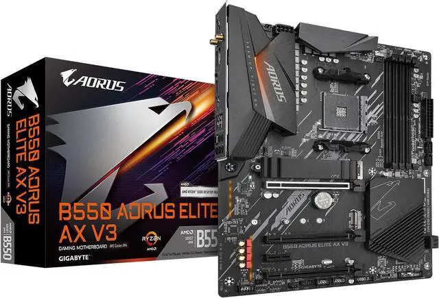 Main image of GIGABYTE B550 AORUS ELITE AX V3 AM4 AMD B550 ATX Motherboard with Dual M.2, SATA 6Gb/s, USB 3.2 Gen 2, Wi-Fi 6, 1GbE LAN, PCIe 4.0