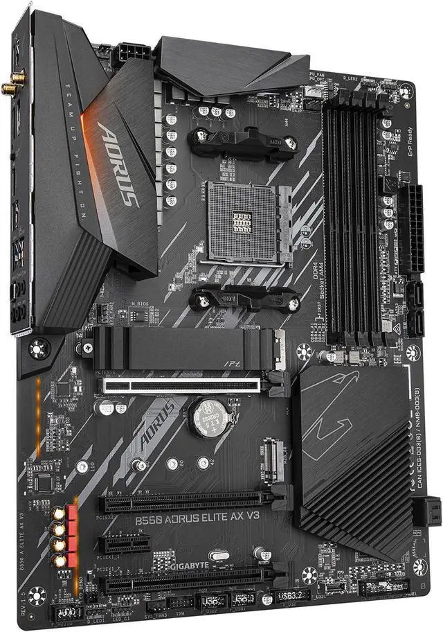 Alt view image 3 of 5 - GIGABYTE B550 AORUS ELITE AX V3 AM4 AMD B550 ATX Motherboard with Dual M.2, SATA 6Gb/s, USB 3.2 Gen 2, Wi-Fi 6, 1GbE LAN, PCIe 4.0