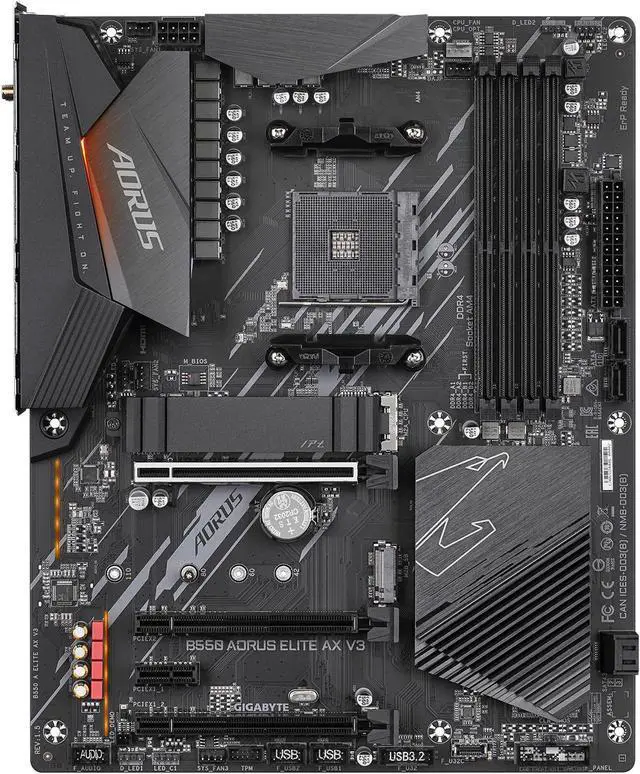 Alt view image 2 of 5 - GIGABYTE B550 AORUS ELITE AX V3 AM4 AMD B550 ATX Motherboard with Dual M.2, SATA 6Gb/s, USB 3.2 Gen 2, Wi-Fi 6, 1GbE LAN, PCIe 4.0