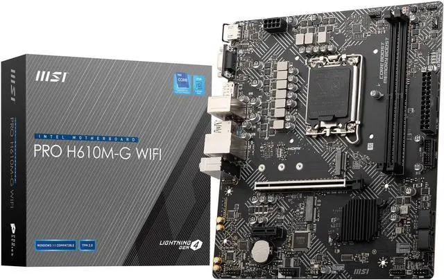 Main image of MSI PRO H610M-G WIFI LGA 1700 Intel H610 HDMI SATA 6Gb/s USB 3.1 Micro ATX Motherboards-Intel