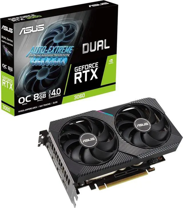 Main image of ASUS Dual GeForce RTX 3060 OC Edition 8GB GDDR6 (PCIe 4.0, 8GB GDDR6, HDMI 2.1, DisplayPort 1.4a) DUAL-RTX3060-O8G