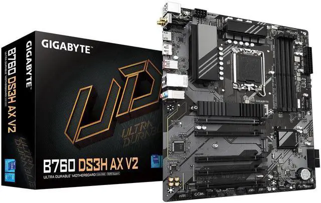 Main image of GIGABYTE B760 DS3H AX V2 LGA 1700 Intel B760 ATX Motherboard with DDR5, Dual M.2, PCIe 4.0, USB 3.2 Gen 2x2 Type-C, WiFi 6, 1GbE LAN, Q-Flash Plus, EZ-Latch