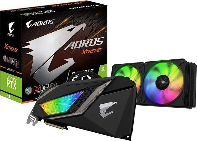 Main image of GIGABYTE AORUS GeForce RTX 2080 XTREME WATERFORCE 8G Graphics Card, 240mm AIO with RGB Fans, 8GB 256-Bit GDDR6, GV-N2080AORUSX W-8GC Video Card