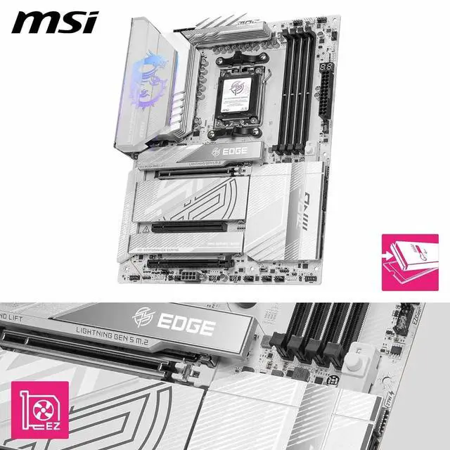 Alt view image 5 of 6 - MSI MPG MPG X870E EDGE TI WIFI AM5 AMD X870E SATA 6Gb/s 5G LAN DDR5 M.2 Wi-Fi 7 ATX Motherboards