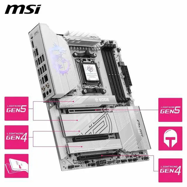Alt view image 3 of 6 - MSI MPG MPG X870E EDGE TI WIFI AM5 AMD X870E SATA 6Gb/s 5G LAN DDR5 M.2 Wi-Fi 7 ATX Motherboards