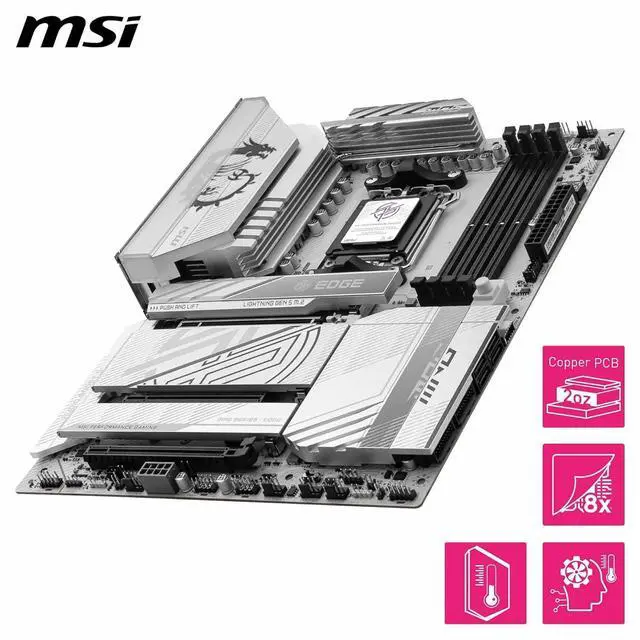 Alt view image 4 of 6 - MSI MPG MPG X870E EDGE TI WIFI AM5 AMD X870E SATA 6Gb/s 5G LAN DDR5 M.2 Wi-Fi 7 ATX Motherboards