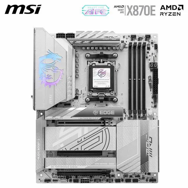 Alt view image 2 of 6 - MSI MPG MPG X870E EDGE TI WIFI AM5 AMD X870E SATA 6Gb/s 5G LAN DDR5 M.2 Wi-Fi 7 ATX Motherboards