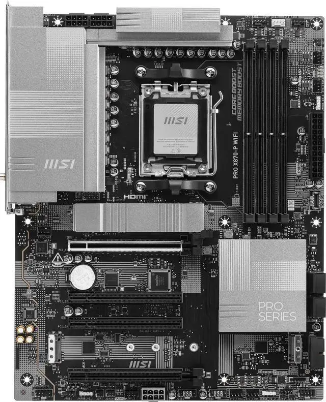 Alt view image 2 of 5 - MSI PRO X870-P WiFi ProSeries Motherboard (AMD Ryzen 9000/8000/7000 Series Processors, AM5, DDR5, PCIe 5.0, M.2 Gen5, SATA 6Gb/s, USB 40Gbps, HDMI/DP, Wi-Fi 7, Bluetooth 5.4, 5Gbps LAN, ATX)