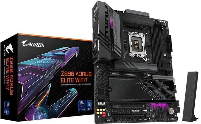 Main image of GIGABYTE Z890 AORUS ELITE WIFI7 Ultra Core (Series 2) LGA 1851, ATX, DDR5, 4x M.2, PCIe 5.0, Thunderbolt 4, WIFI7, 2.5GbE LAN, EZ-Latch