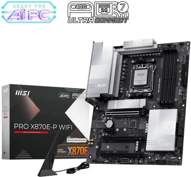 Main image of MSI PRO X870E-P WIFI AM5 ATX AMD Motherboards, USB 4.0 (40G),4x SATA 6Gb/s,Wi-Fi 7, Triple M.2 Connectors