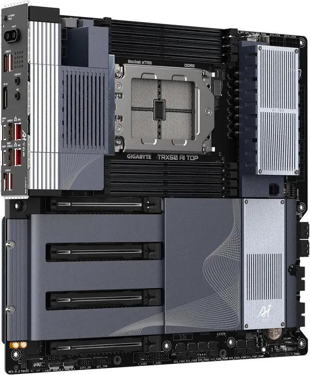 Alt view image 3 of 5 - GIGABYTE TRX50 AI TOP sTR5 AMD TRX50 EATX Motherboard - DDR5, PCIe 5.0 M.2, PCIe 5.0, USB4 Type-C, Wi-Fi 7, Marvell 10GbE