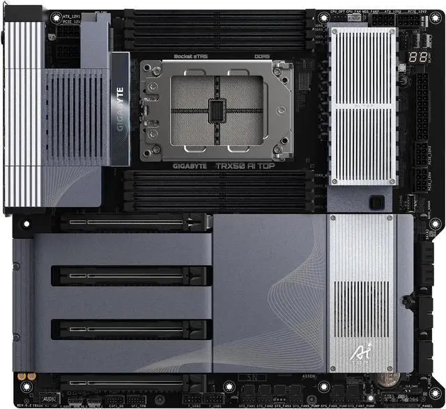 Alt view image 2 of 5 - GIGABYTE TRX50 AI TOP sTR5 AMD TRX50 EATX Motherboard - DDR5, PCIe 5.0 M.2, PCIe 5.0, USB4 Type-C, Wi-Fi 7, Marvell 10GbE