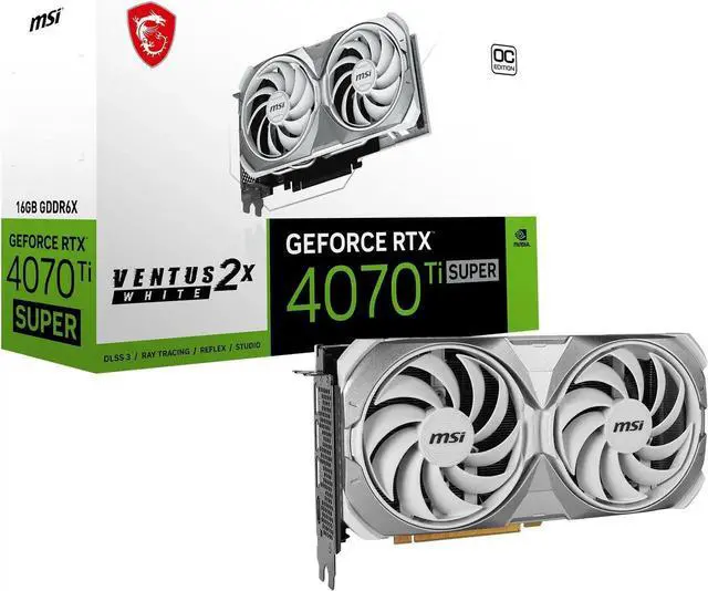 Main image of MSI Ventus GeForce RTX 4070 Ti SUPER 16GB GDDR6X PCI Express 4.0 ATX Graphics Card RTX 4070 Ti SUPER 16G VENTUS 2X WHITE OC