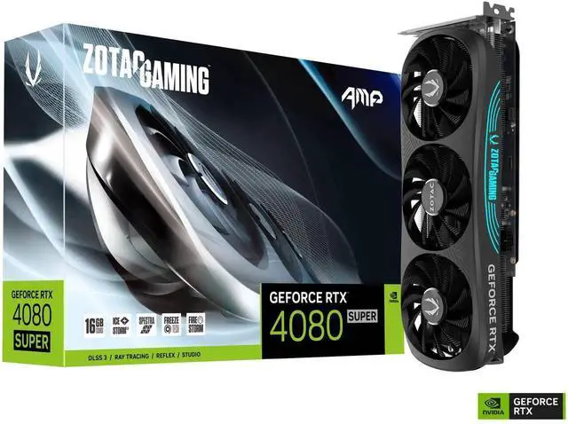 Main image of ZOTAC GAMING GeForce RTX 4080 SUPER AMP DLSS 3 16GB GDDR6X 256-bit 23 Gbps PCIE 4.0 Gaming Graphics Card, IceStorm 2.0 Advanced Cooling, SPECTRA RGB Lighting, ZT-D40820F-10P