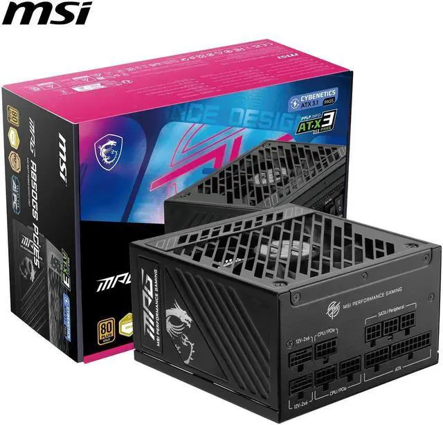 Main image of MSI MPG A850GS PCIE5, Fully Modular Gaming 850W Power Supply, 80+ Gold, Dual 12V-2x6 Cables, Server-grade Capacitor, ATX 3.1 & PCIe 5.1 Ready, Low-Noise, Semi Digital