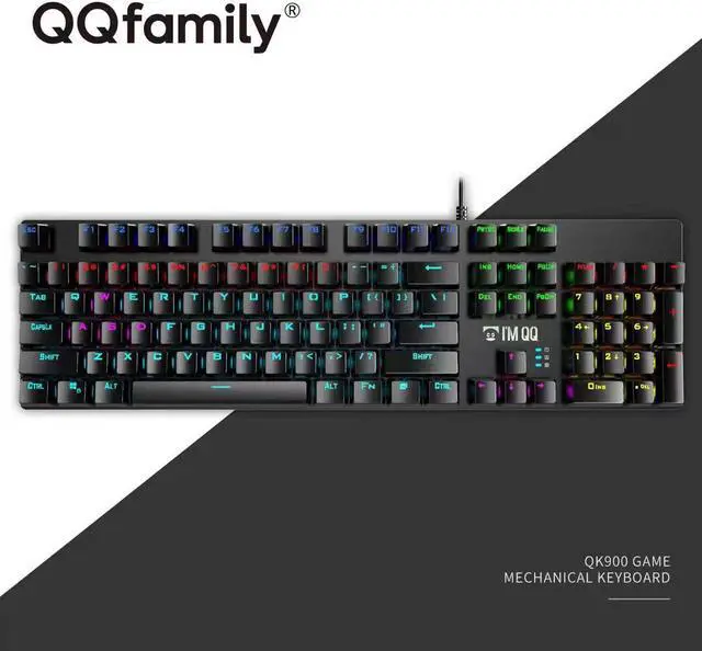 Alt view image 2 of 3 - QQfamily mechanical keyboard QK900 ,Wired Cyan Switch,26-Key Anti-Ghosting Wired Keyboard with Surround Lighting