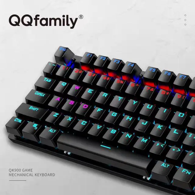 Main image of QQfamily mechanical keyboard QK900 ,Wired Cyan Switch,26-Key Anti-Ghosting Wired Keyboard with Surround Lighting
