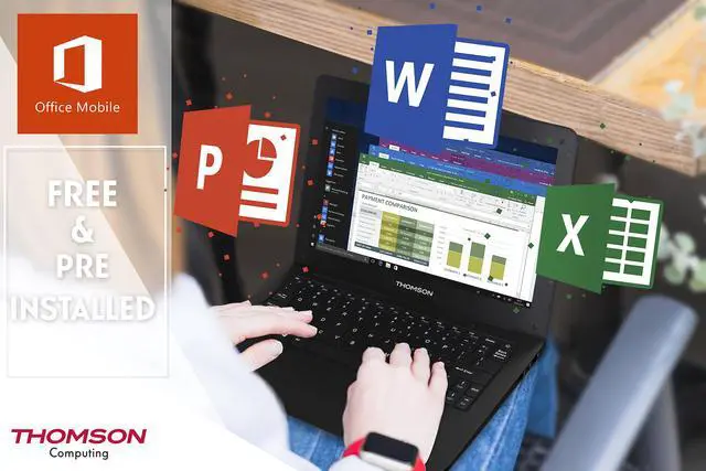 Main image of THOMSON NEO10 Laptop, Win 10, Mobile MS Office FREE, Intel CPU, 2/32GB, 10.1" Display 1024x600, Webcam, Wi-Fi & Bluetooth 4.0, Keyboard with Multi-touch Pad, Battery up to 7 hours, Black, Slim & Light