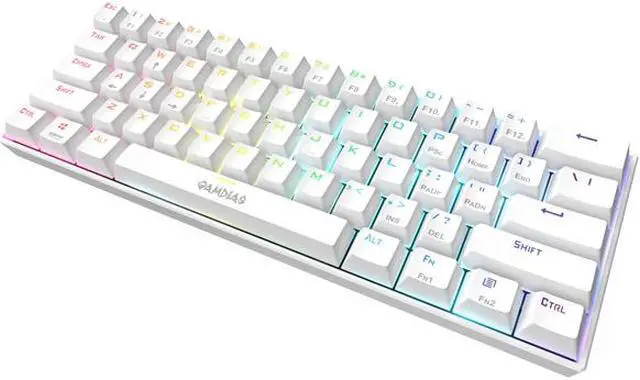 Alt view image 3 of 6 - GAMDIAS 60% Mechanical Keyboard (White) BLUE switches, USB type-C cable.  Hermes E3.