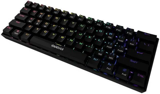 Alt view image 3 of 4 - GAMDIAS 60% Mechanical Keyboard (Black) RED switches, USB type-C cable.