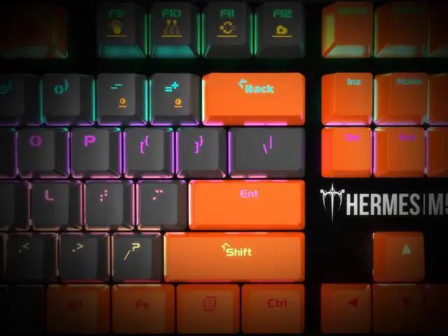Alt view image 2 of 5 - Gamdias Hermes M5A Mechanical Keyboard Passionate' Orange & 'Timeless' Grey keycaps with Blue Switches