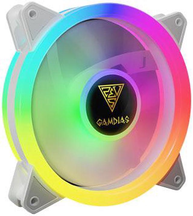 Alt view image 4 of 5 - GAMDIAS AEOLUS M2-1204R 120MM RGB Fans WHITE, 4 in 1 Fan Pack with Remote Controller, 4-Pack. White Gamdias fans