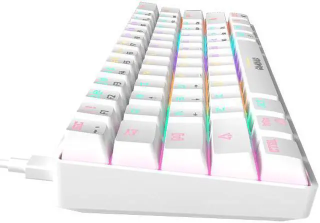 Alt view image 3 of 7 - HERMES E4 Combo 60% White Mechanical Keyboard (Red Switches), mouse, and pad, USB type-C cable