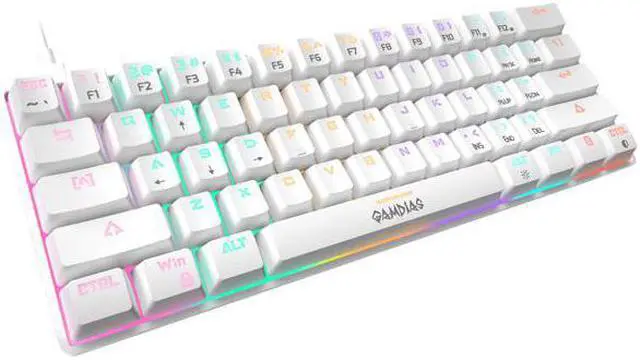 Alt view image 2 of 7 - HERMES E4 Combo 60% White Mechanical Keyboard (Red Switches), mouse, and pad, USB type-C cable