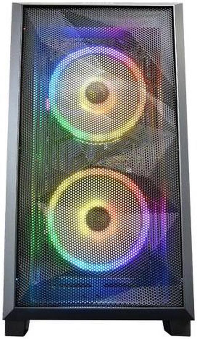 Alt view image 3 of 7 - Gamdias ATHENA M2 LITE mesh case ITX mini-ITX mATX Micro-ATX, Tempered glass, 2x 120mm ARGB fans 5v-3pin sync, plus 1x 120mm rear fan.