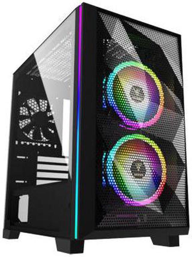 Alt view image 5 of 7 - Gamdias ATHENA M2 LITE mesh case ITX mini-ITX mATX Micro-ATX, Tempered glass, 2x 120mm ARGB fans 5v-3pin sync, plus 1x 120mm rear fan.