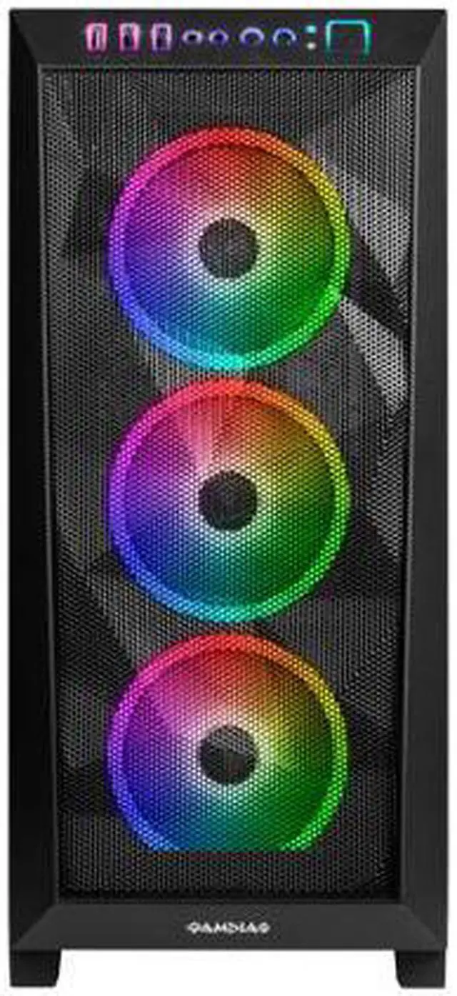 Alt view image 2 of 6 - Gamdias ATHENA M1 Elite, mesh high air flow, 3x ARGB 120mm fans w/ 5v 3pin sync, side tempered glass, ATX