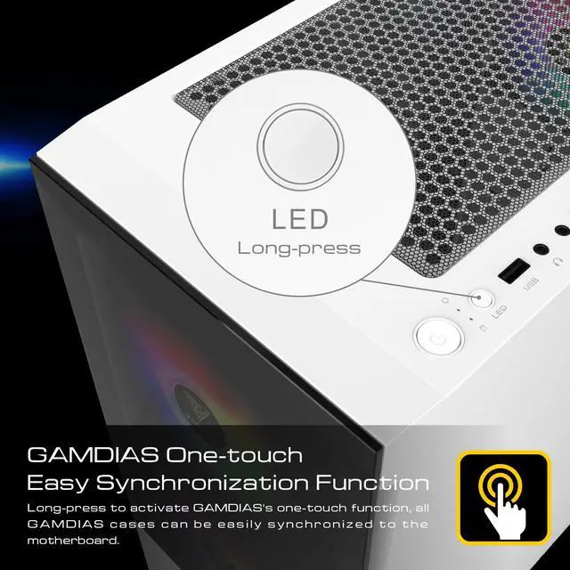 Alt view image 8 of 8 - Gamdias TALOS E3 WHITE, Tempered glass, 3x 120mm ARGB fans 5v-3pin sync