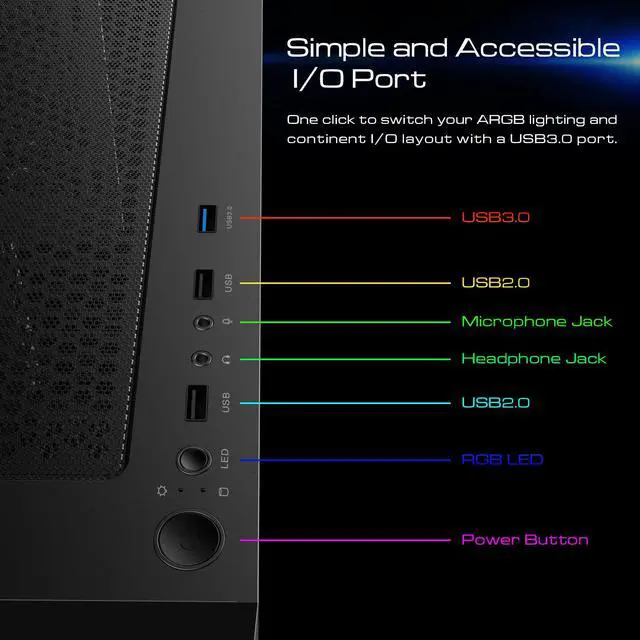Alt view image 6 of 7 - Gamdias TALOS E3, Tempered glass, 3x 120mm ARGB fans 5v-3pin sync