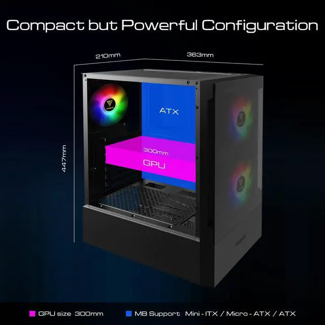 Alt view image 5 of 7 - Gamdias TALOS E3, Tempered glass, 3x 120mm ARGB fans 5v-3pin sync
