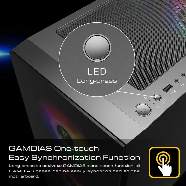 Alt view image 7 of 7 - Gamdias TALOS E3, Tempered glass, 3x 120mm ARGB fans 5v-3pin sync