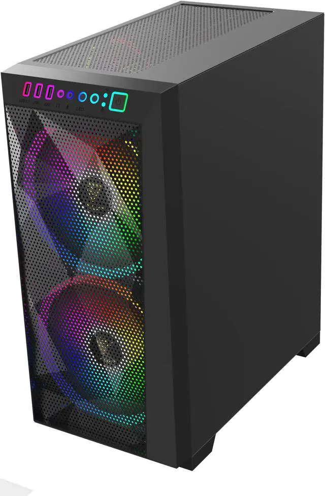 Alt view image 5 of 7 - Gamdias APOLLO M1 Elite, mesh, 2x 200mm ARGB fans 5v 3pin sync, tempered glass