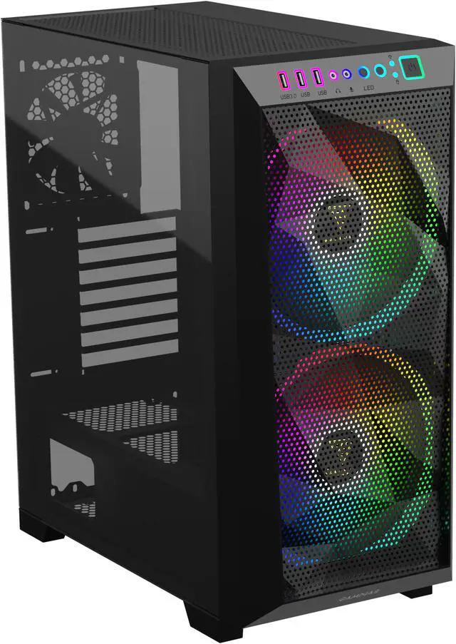 Main image of Gamdias APOLLO M1 Elite, mesh, 2x 200mm ARGB fans 5v 3pin sync, tempered glass