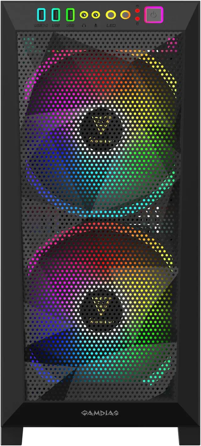Alt view image 3 of 7 - Gamdias APOLLO M1 Elite, mesh, 2x 200mm ARGB fans 5v 3pin sync, tempered glass