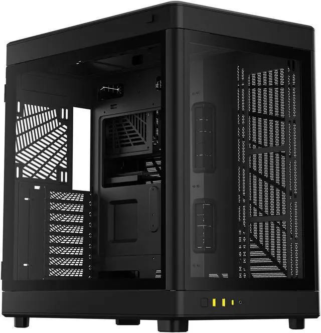 Alt view image 2 of 15 - Gamdias NESO P1, Black, Panoramic Tempered Glass ATX, Dual Chamber, Trapezoid Shaped