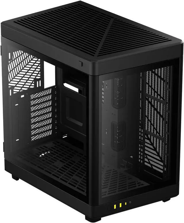 Alt view image 4 of 15 - Gamdias NESO P1, Black, Panoramic Tempered Glass ATX, Dual Chamber, Trapezoid Shaped