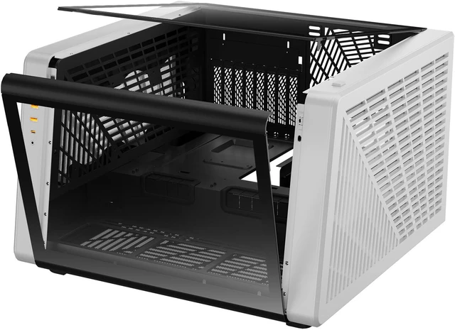 Main image of Gamdias NESO P1 White with black interior, ATX Dual Chamber, Panoramic Tempered Glass ATX, Trapezoid Shaped