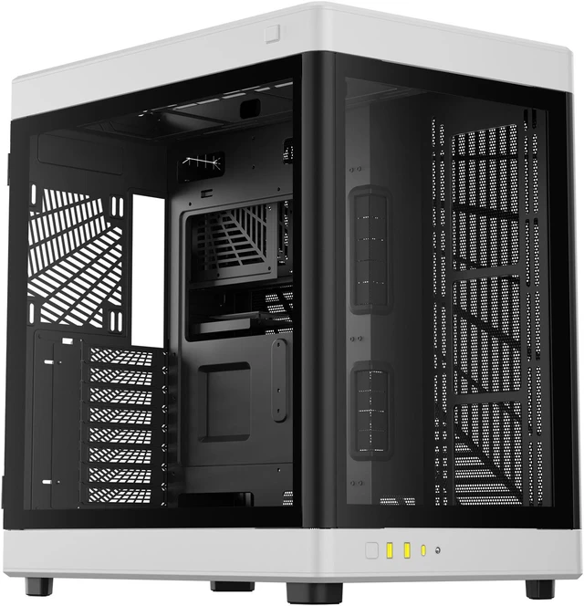 Alt view image 2 of 7 - Gamdias NESO P1 White with black interior, ATX Dual Chamber, Panoramic Tempered Glass ATX, Trapezoid Shaped