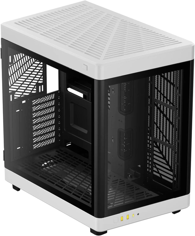 Alt view image 4 of 7 - Gamdias NESO P1 White with black interior, ATX Dual Chamber, Panoramic Tempered Glass ATX, Trapezoid Shaped