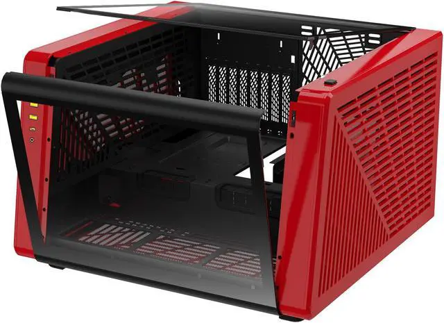 Main image of Gamdias NESO P1 Red with Black interior, ATX Dual Chamber, Panoramic Tempered Glass, Trapezoid Shaped