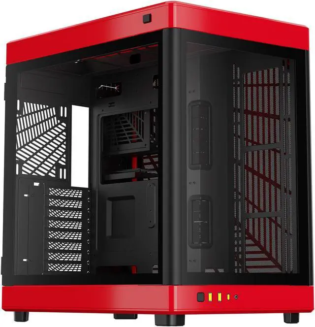 Alt view image 2 of 7 - Gamdias NESO P1 Red with Black interior, ATX Dual Chamber, Panoramic Tempered Glass, Trapezoid Shaped