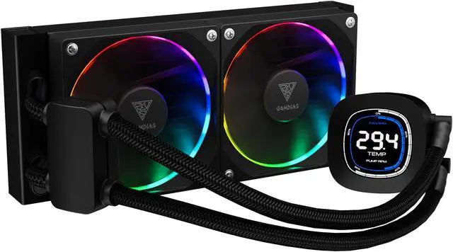Alt view image 3 of 7 - Gamdias CHIONE M4-240 Liquid CPU cooler with 2.1" LCD display, 240mm AIO Radiator , PWM, ARGB 5v-3pin, LGA 1700 Ready / AM5 Compatible