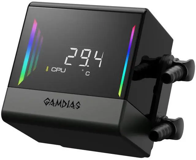 Alt view image 2 of 7 - GAMDIAS CHIONE E4-420 cpu liquid cooler 420mm, w/ CPU temp display, Intel/AMD