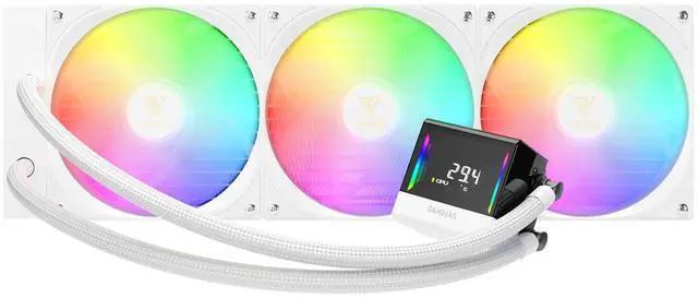 Main image of GAMDIAS CHIONE E4-420 WHITE cpu liquid cooler 420mm, w/ CPU temp display, Intel/AMD