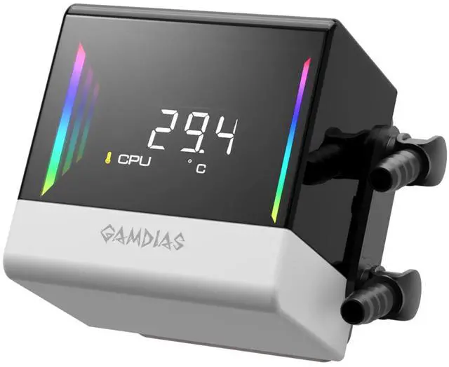 Alt view image 2 of 7 - GAMDIAS CHIONE E4-420 WHITE cpu liquid cooler 420mm, w/ CPU temp display, Intel/AMD