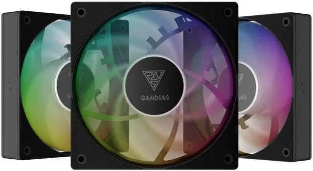 Main image of GAMDIAS NOTUS M1 ARGB 3-fan pack - black, Intake/Exhaust Swappable Blades.